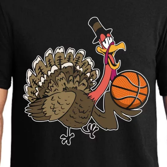 Thanksgiving Day Turkey Basketball Player Sports Lover Gift Pajama Set