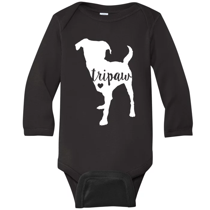 Tripaw Dog, Three Legged Dog, Tripaw Mom, Tripod Dog Baby Long Sleeve Bodysuit