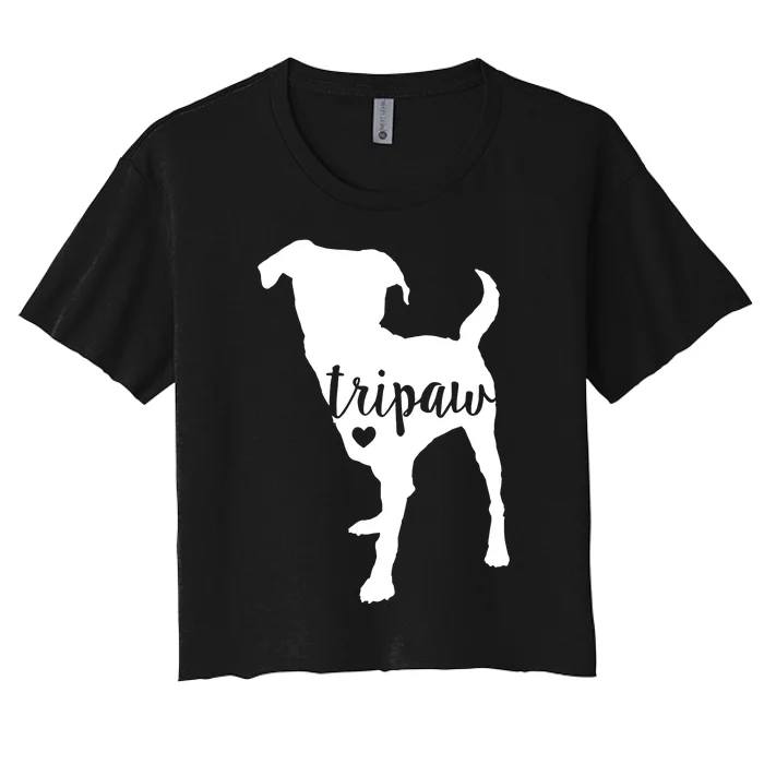 Tripaw Dog, Three Legged Dog, Tripaw Mom, Tripod Dog Women's Crop Top Tee