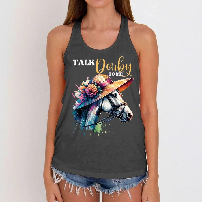 Talk Derby To Me Racing Horse Women's Knotted Racerback Tank