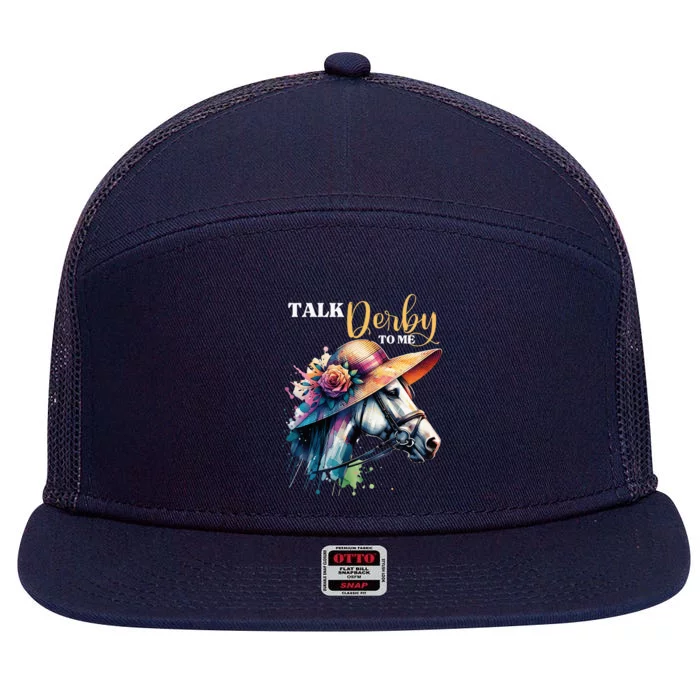 Talk Derby To Me Racing Horse 7 Panel Mesh Trucker Snapback Hat