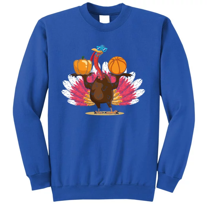 Thanksgiving Day Turkey Basketball Player Sports Lover Gift Tall Sweatshirt