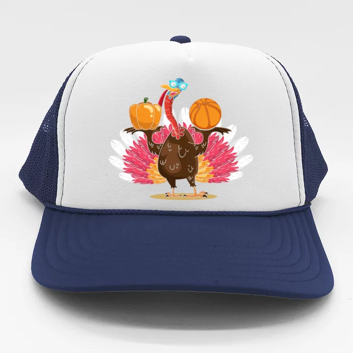 Thanksgiving Day Turkey Basketball Player Sports Lover Gift Trucker Hat