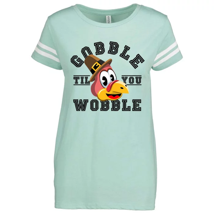 Thanksgiving Day Turkey Gobble Till You Wobble Friendsgiving Great Gift Enza Ladies Jersey Football T-Shirt