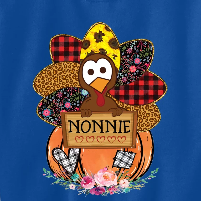 Thanksgiving Day Turkey Nonnie Gift Turkey Love Grandma Gift Kids Sweatshirt