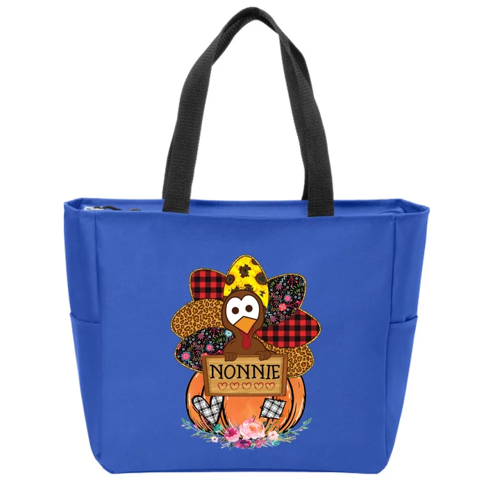 Thanksgiving Day Turkey Nonnie Gift Turkey Love Grandma Gift Zip Tote Bag