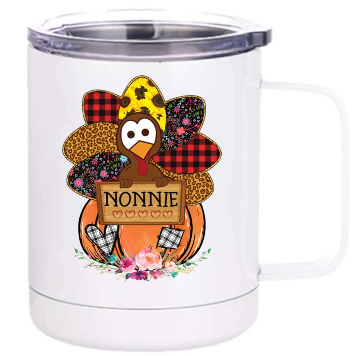 Thanksgiving Day Turkey Nonnie Gift Turkey Love Grandma Gift Front & Back 12oz Stainless Steel Tumbler Cup