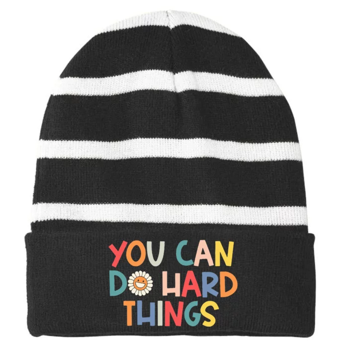 Test Day Teacher You Can Do Hard Things Striped Beanie with Solid Band