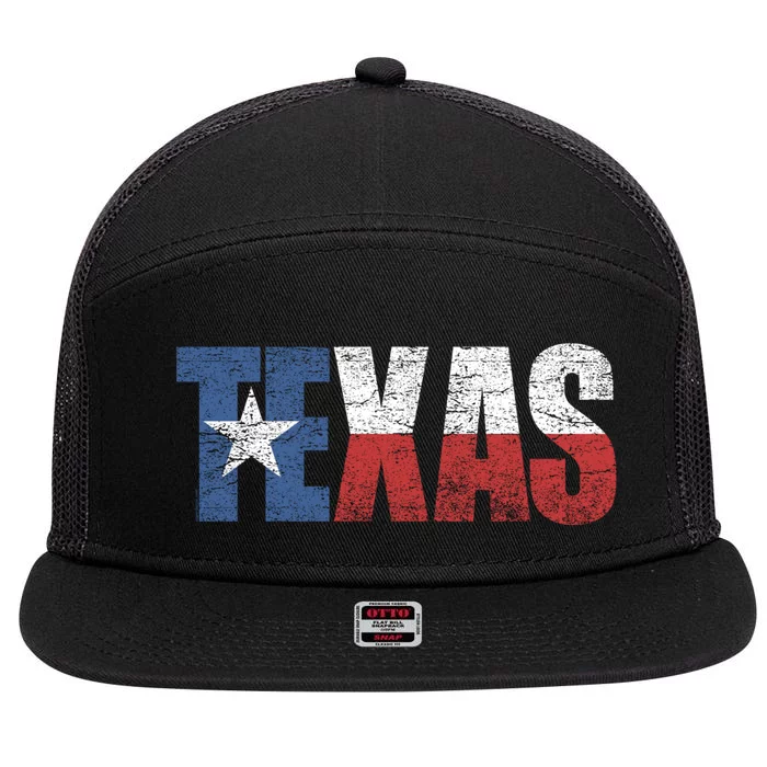 Texas | distressed Texas Flag 7 Panel Mesh Trucker Snapback Hat