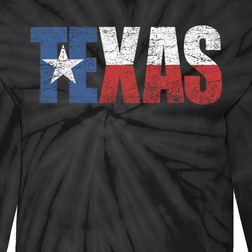 Texas | distressed Texas Flag Tie-Dye Long Sleeve Shirt