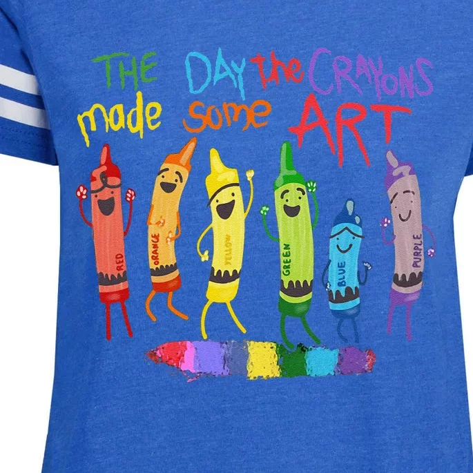 The Day The Crayons Made Some Art Teacher Art Enza Ladies Jersey Football T-Shirt