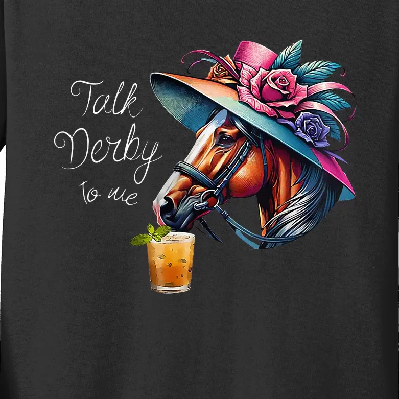 Talk Derby To Me Racing Horse Kids Long Sleeve Shirt