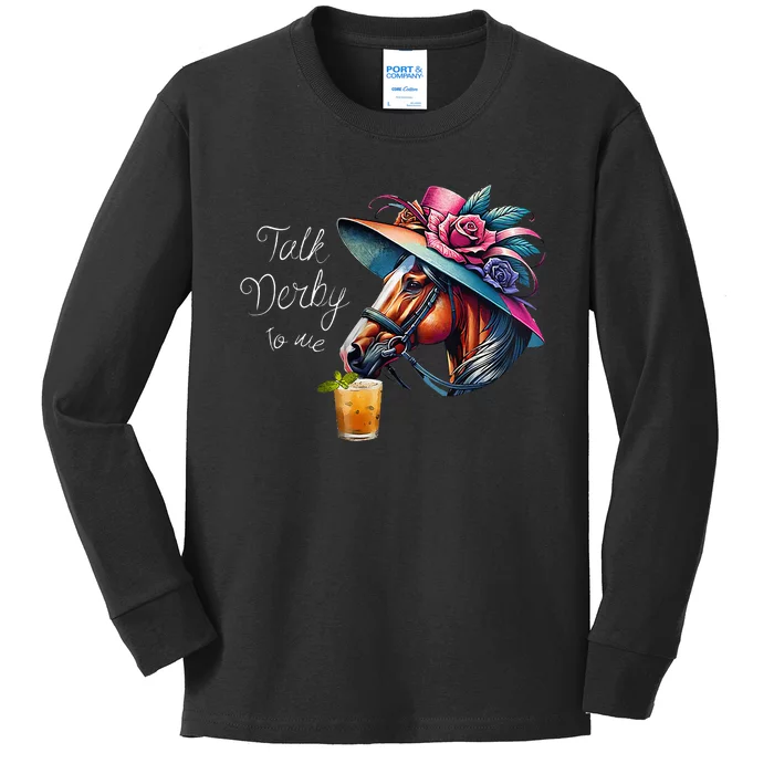 Talk Derby To Me Racing Horse Kids Long Sleeve Shirt