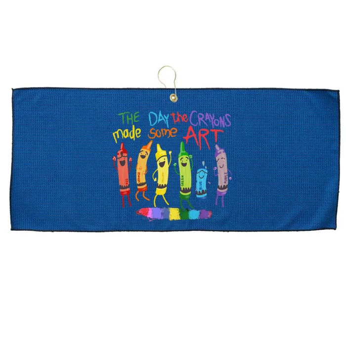 The Day The Crayons Made Some Art Teacher Art Large Microfiber Waffle Golf Towel