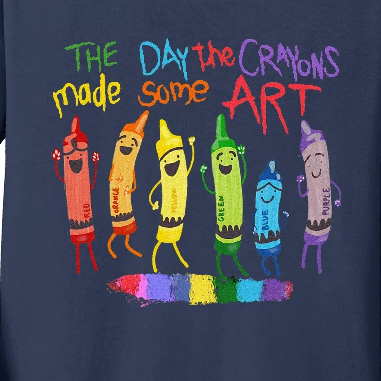 The Day The Crayons Made Some Art Teacher Art Kids Long Sleeve Shirt