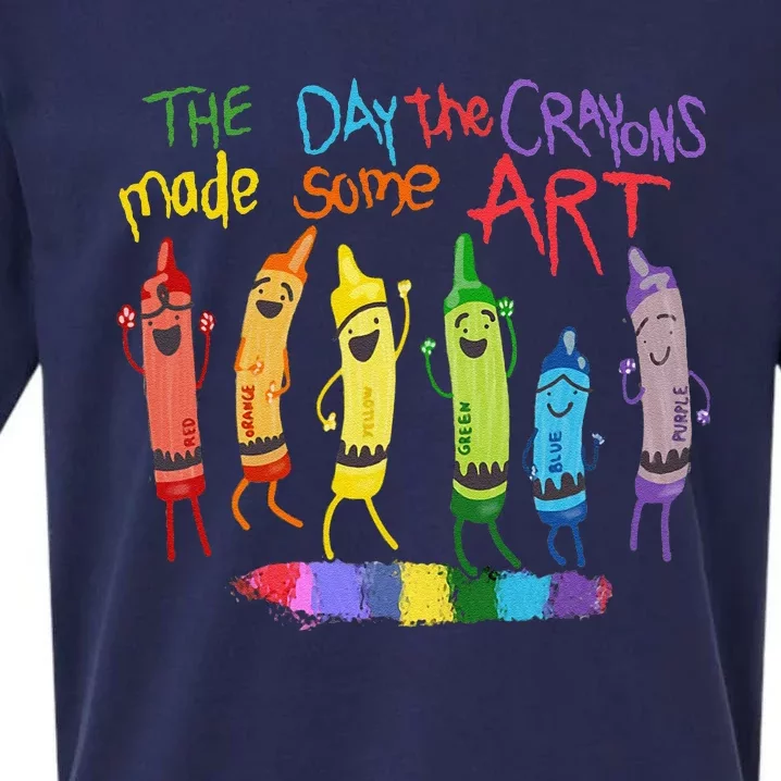 The Day The Crayons Made Some Art Teacher Art Sueded Cloud Jersey T-Shirt