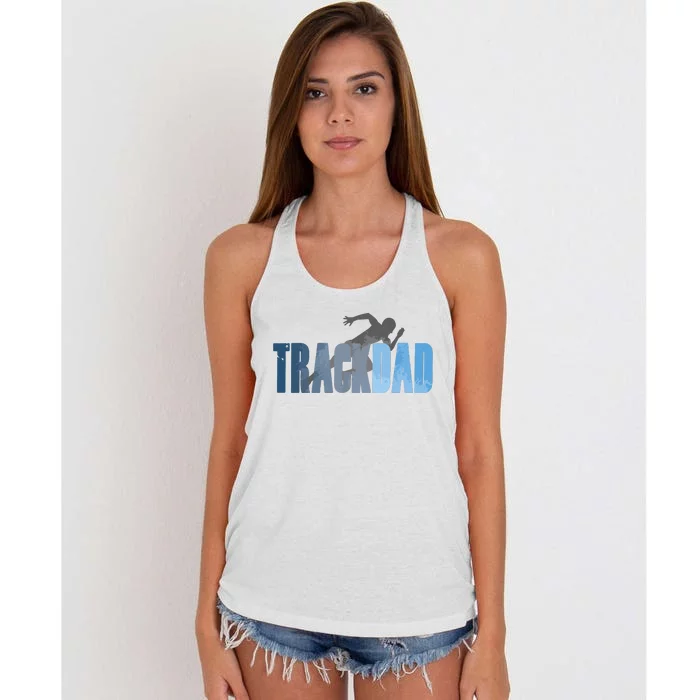 Track Dad Track Field Runner Cross Country Running Father Women's Knotted Racerback Tank