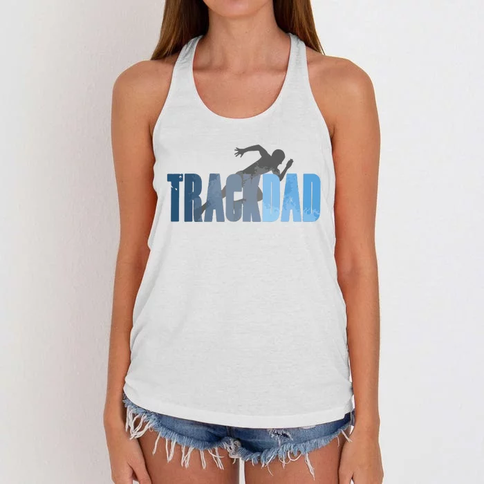 Track Dad Track Field Runner Cross Country Running Father Women's Knotted Racerback Tank