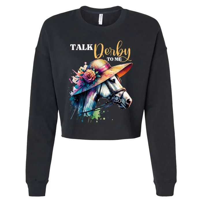 Talk Derby To Me Funny Racing Horse Cropped Pullover Crew