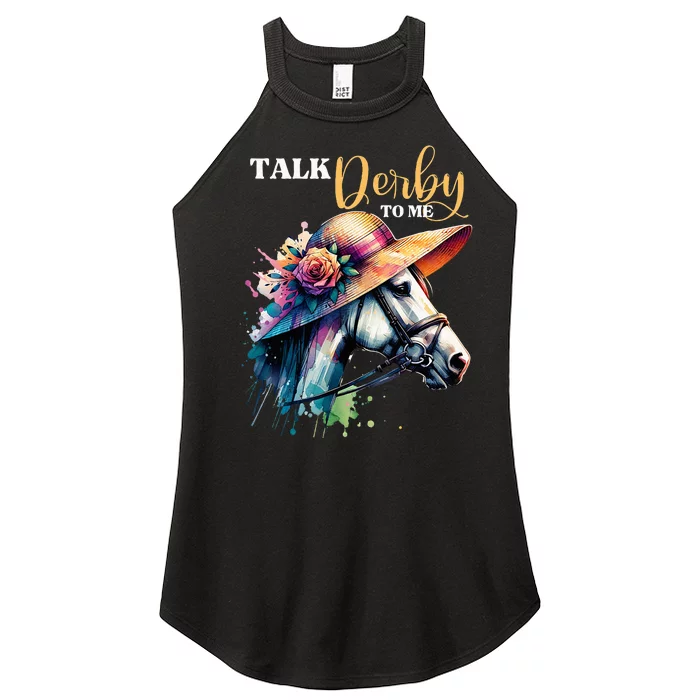 Talk Derby To Me Funny Racing Horse Women’s Perfect Tri Rocker Tank