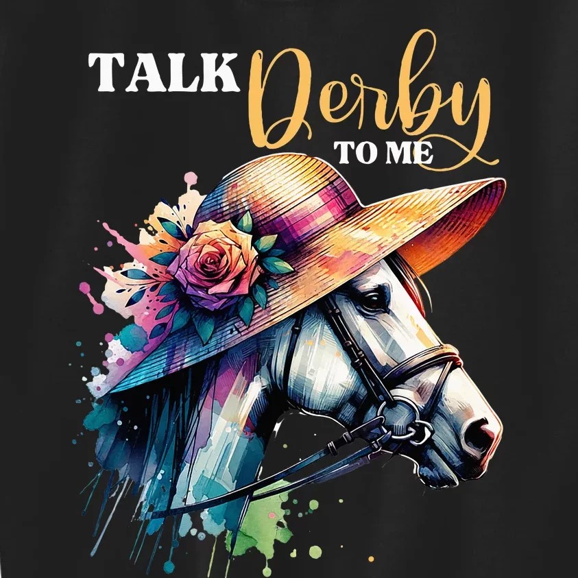 Talk Derby To Me Funny Racing Horse Kids Sweatshirt