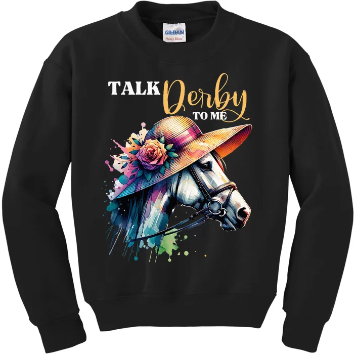 Talk Derby To Me Funny Racing Horse Kids Sweatshirt