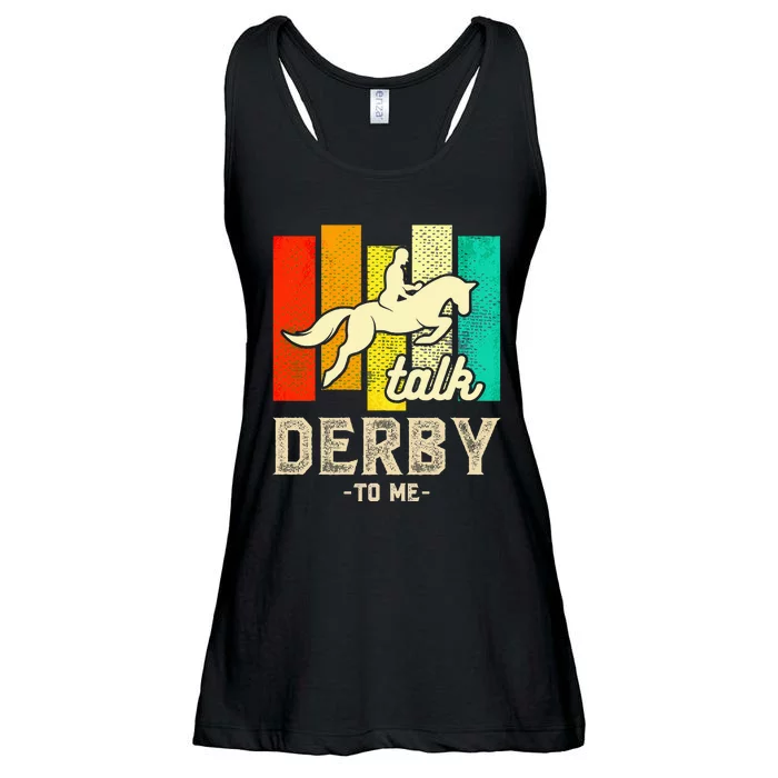 Talk Derby To Me Horse Racing Derby Day Colorful Horse Ladies Essential Flowy Tank