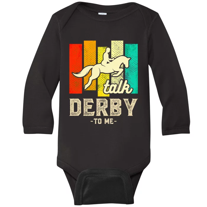 Talk Derby To Me Horse Racing Derby Day Colorful Horse Baby Long Sleeve Bodysuit