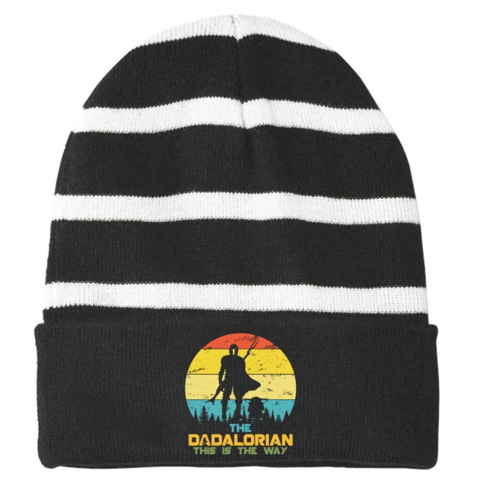 The Dadalorian This Is The Way Funny Dad Movie Spoof Striped Beanie with Solid Band