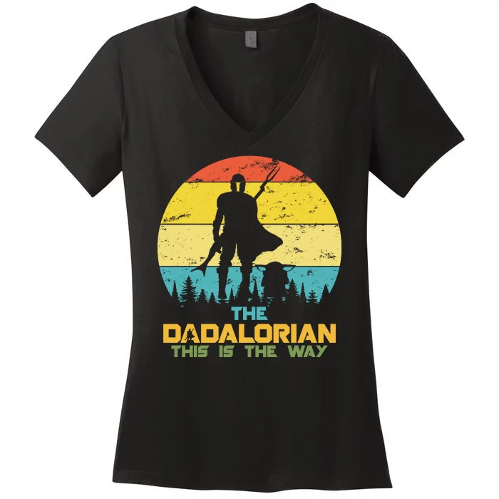 The Dadalorian This Is The Way Funny Dad Movie Spoof Women's V-Neck T-Shirt