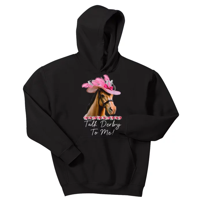 Talk Derby To Me Horse Racing Funny Derby Day Kids Hoodie