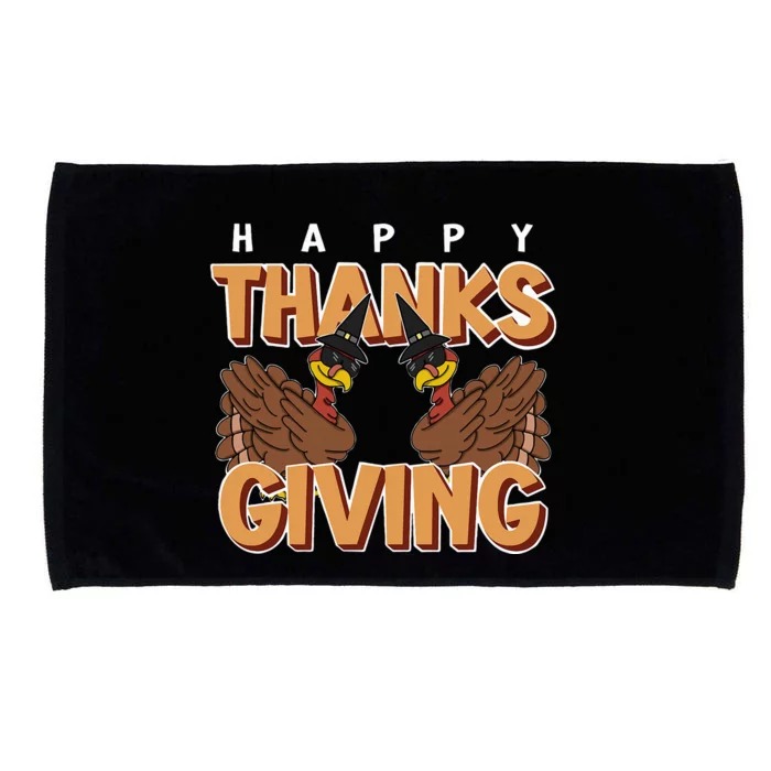 Turkey Dabbing Thanksgiving Feast November Celebration Microfiber Hand Towel