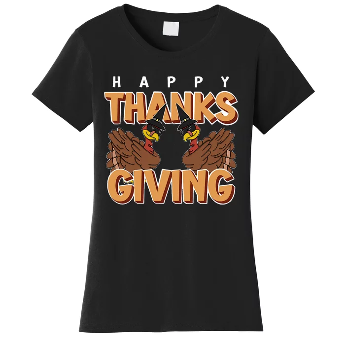 Turkey Dabbing Thanksgiving Feast November Celebration Women's T-Shirt