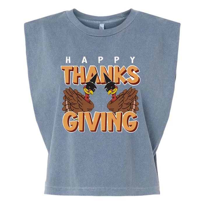 Turkey Dabbing Thanksgiving Feast November Celebration Garment-Dyed Women's Muscle Tee