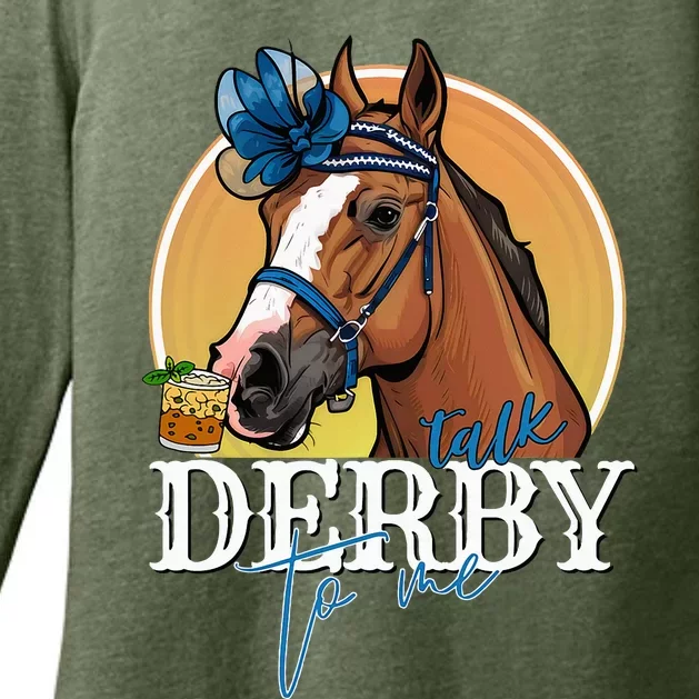 Talk Derby To Me Horse Racing Mint Juleps Funny Derby Day Womens CVC Long Sleeve Shirt