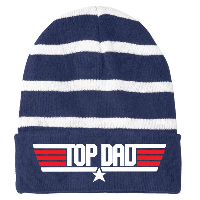 Top Dad Striped Beanie with Solid Band