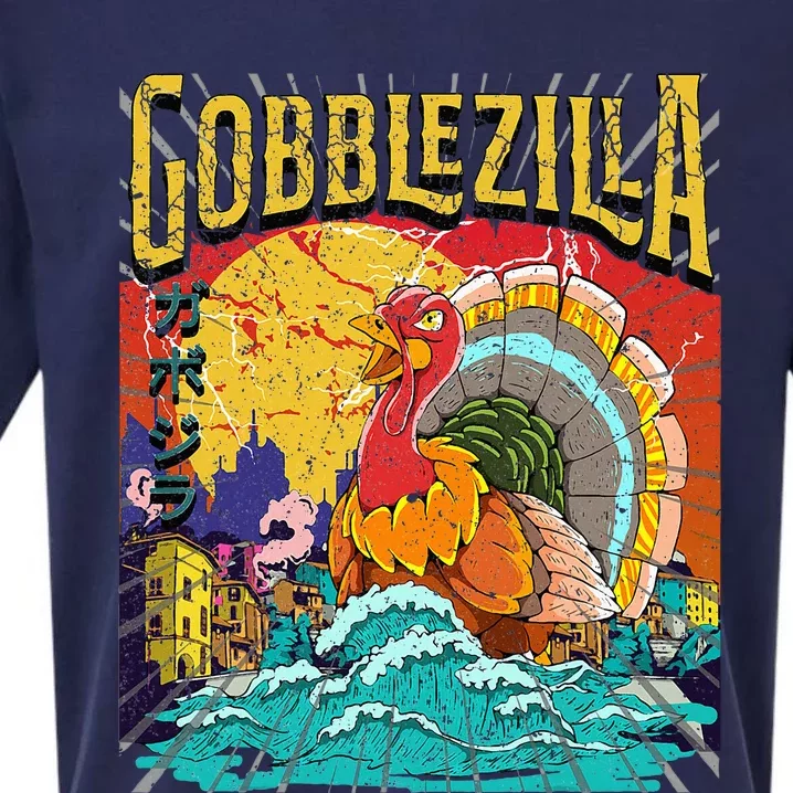 Turkey Day Thanksgiving Gobblezilla Sueded Cloud Jersey T-Shirt