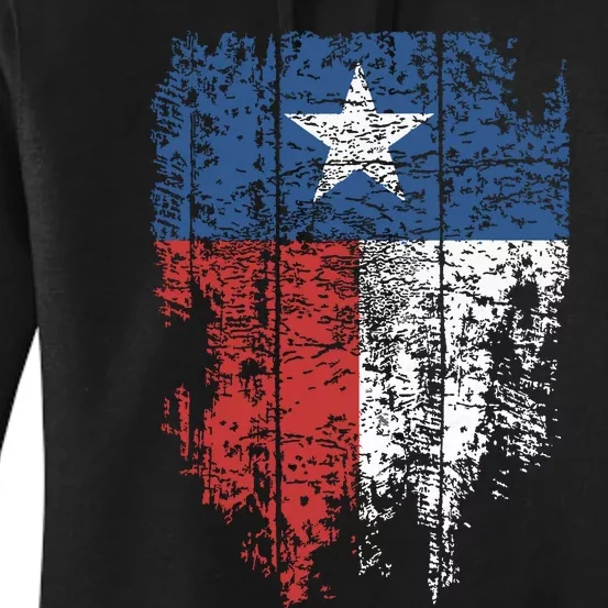 Texas Distressed Texas State Flag Women's Pullover Hoodie