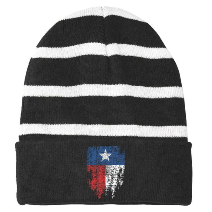 Texas Distressed Texas State Flag Striped Beanie with Solid Band