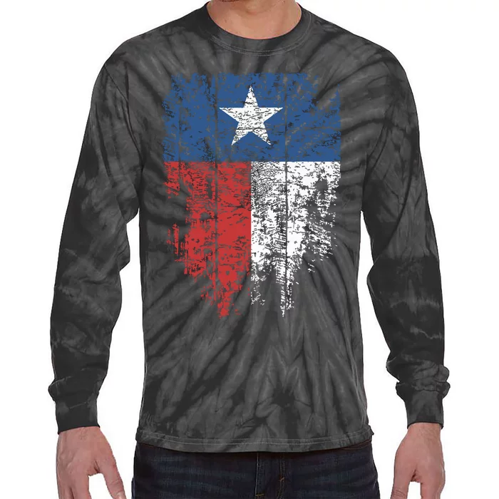 Texas Distressed Texas State Flag Tie-Dye Long Sleeve Shirt