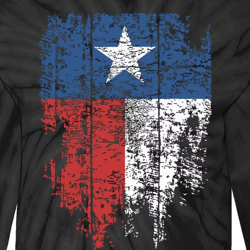 Texas Distressed Texas State Flag Tie-Dye Long Sleeve Shirt