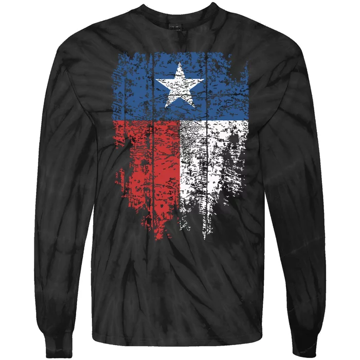 Texas Distressed Texas State Flag Tie-Dye Long Sleeve Shirt