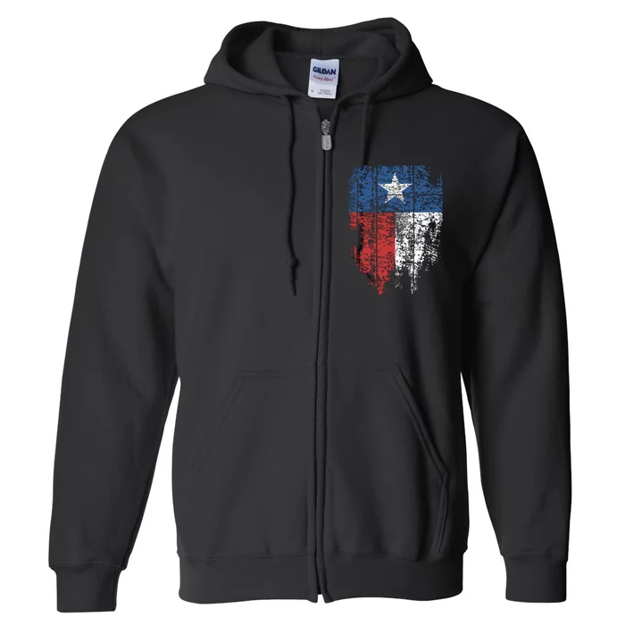 Texas Distressed Texas State Flag Full Zip Hoodie