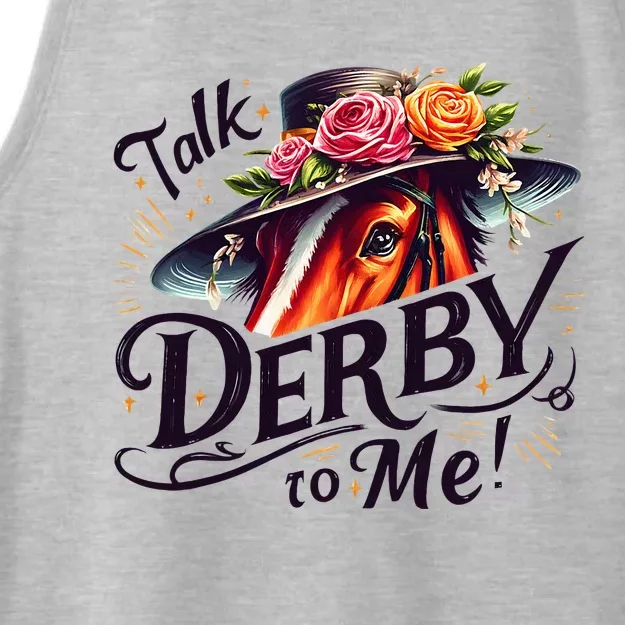 Talk Derby To Me Horse Racing Funny Derby Day Ladies Tri-Blend Wicking Tank