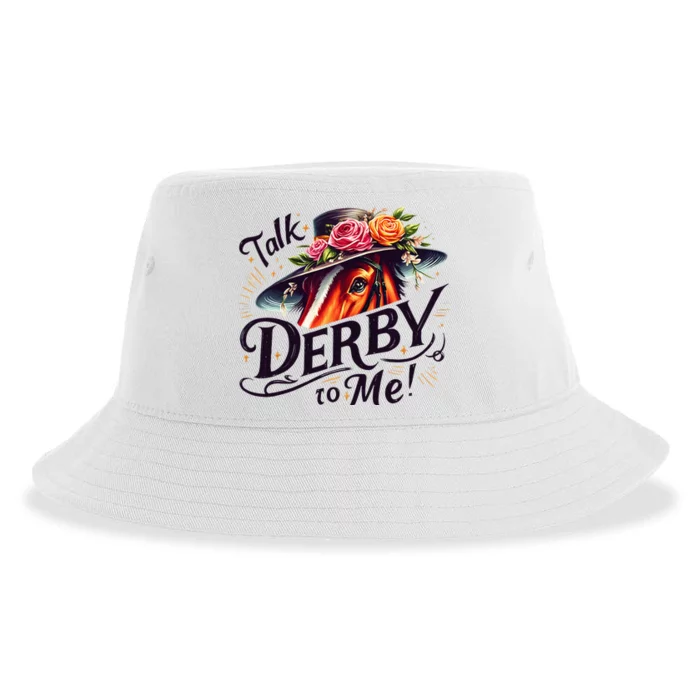 Talk Derby To Me Horse Racing Funny Derby Day Sustainable Bucket Hat