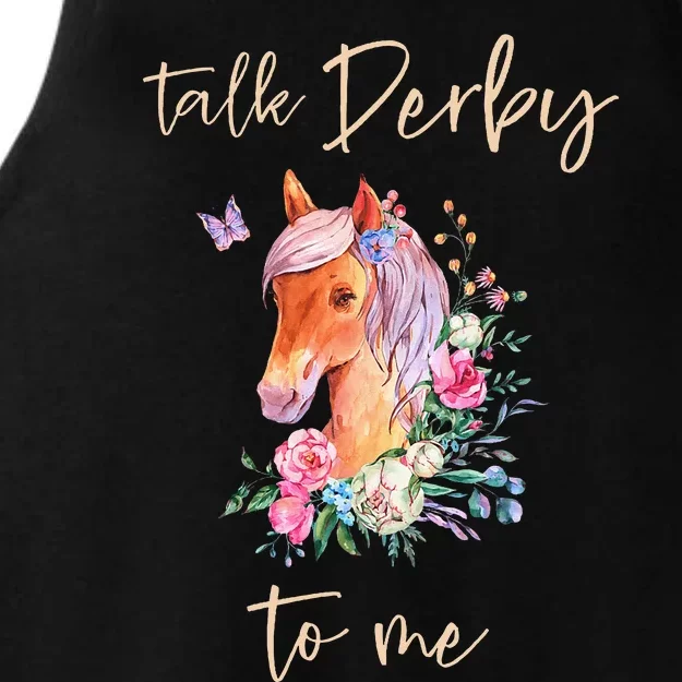 Talk Derby To Me Horse Racing Fan Ladies Tri-Blend Wicking Tank