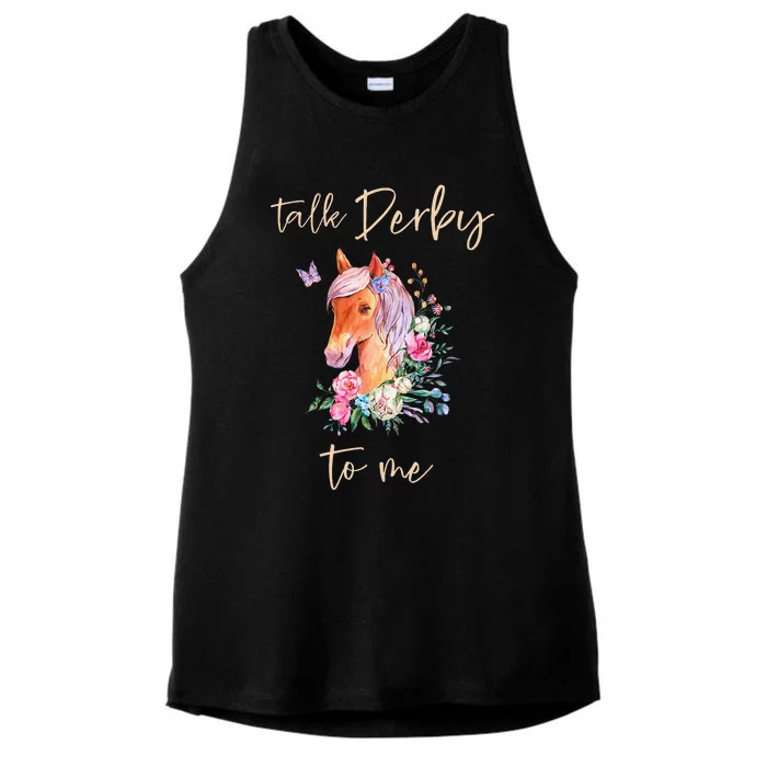 Talk Derby To Me Horse Racing Fan Ladies Tri-Blend Wicking Tank