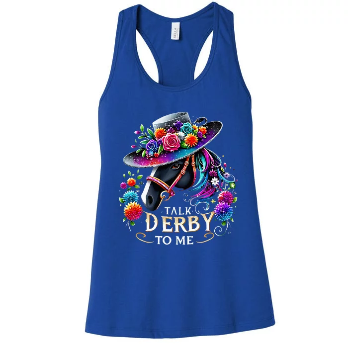 Talk Derby To Me Funny Derby Day 2024 Horse Women's Racerback Tank