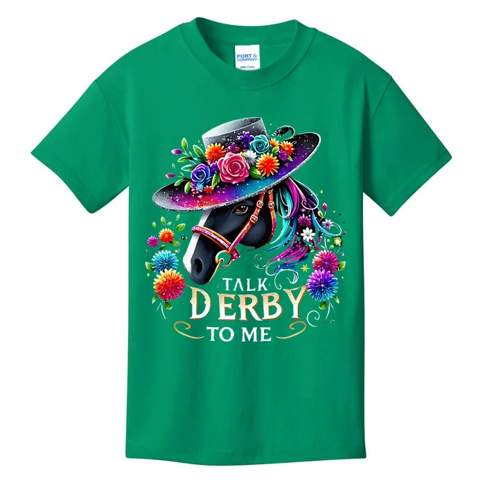 Talk Derby To Me Funny Derby Day 2024 Horse Kids T-Shirt