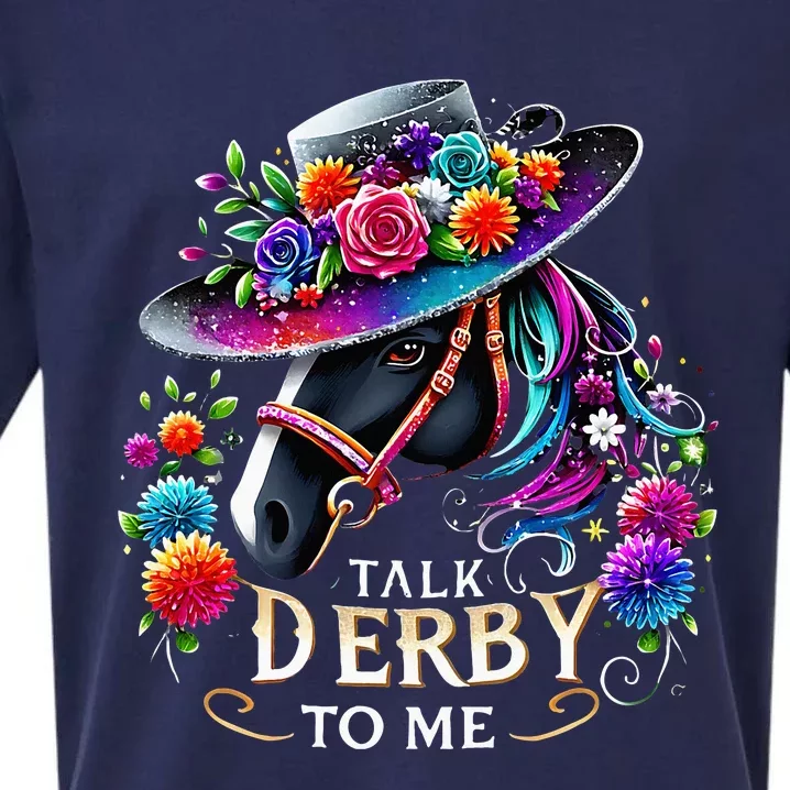 Talk Derby To Me Funny Derby Day 2024 Horse Sueded Cloud Jersey T-Shirt